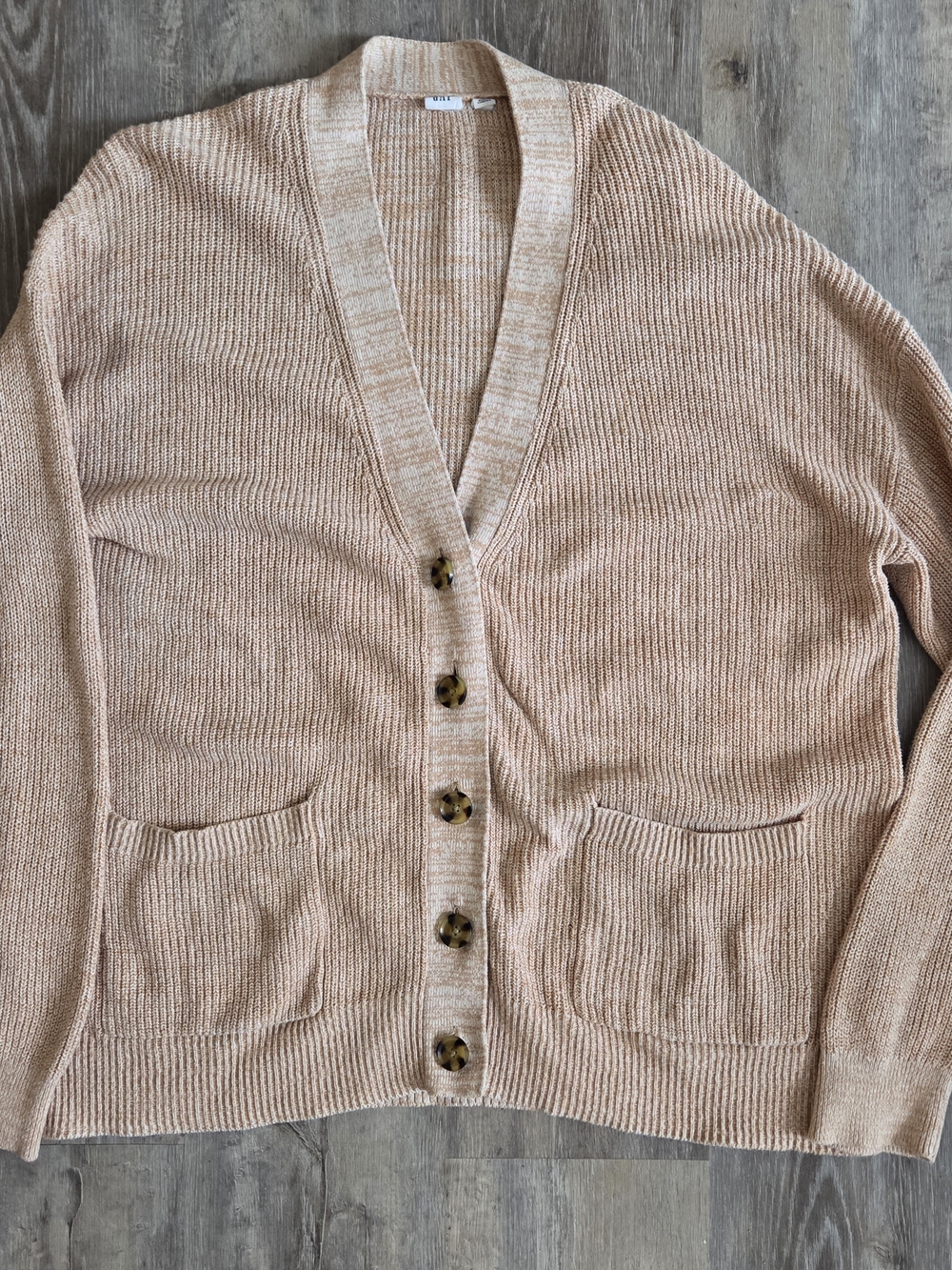 Gap Oatmeal Shaker Stitch Knit Boyfriend Cardigan Sweater Large